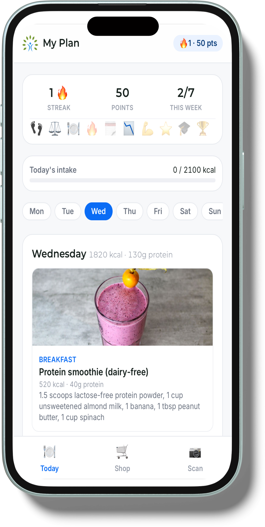 The Vitality companion app on a phone