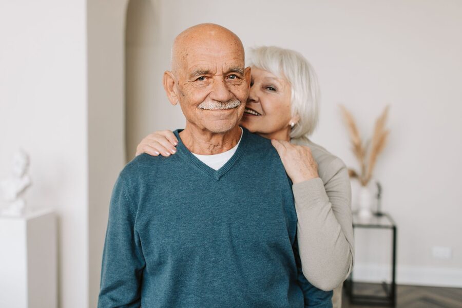 An older couple at home